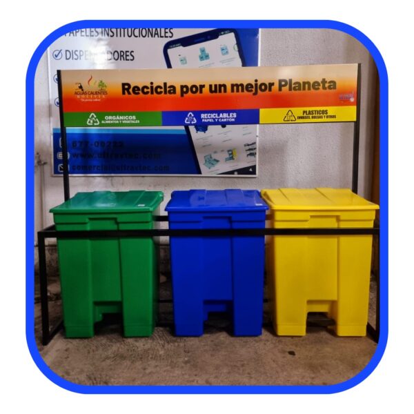 ESTACIÓN DE RECICLAJE DE CONTENEDORES A PEDAL DE 60 LITROS