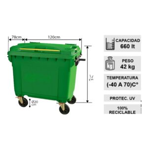 CONTENEDOR DE RESIDUOS DE EXTERIORES DE 660L.