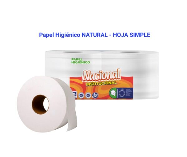 PAPEL HIGIENICO NATURAL HOJA SIMPLE 4 ROLLOS DE 500 M.