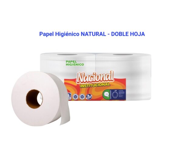 PAPEL HIGIENICO NATURAL DOBLE HOJA 4 ROLLOS DE 250 M.