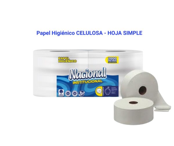 PAPEL HIGIENICO CELULOSA HOJA SIMPLE 4 ROLLOS 500 M.